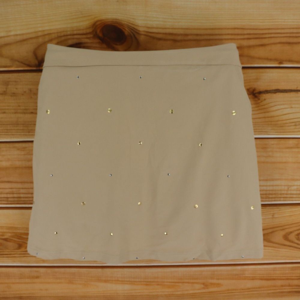 Tail Tech‎ Skort Skirt Womens Size 12 Beige Studded Sparkles Pockets Zip Closure